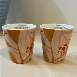 2015 Starbucks Thanksgiving Espresso Ceramic Cups SET OF 2